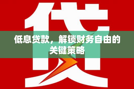 洪梅低息贷款，解锁财务自由的关键策略